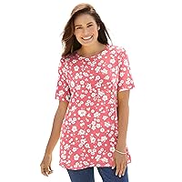 Woman Within Women's Plus Size Perfect Printed Short-Sleeve Crewneck Tee