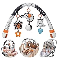 Car Seat Toys for Babies 0-6 Months, Stroller Toys for Infant 0-6 Months, Newborn Sensory Hanging Rattle Arch Toy with Butterfly Elephant Owls,Musical Toy for Baby 6-12 Months