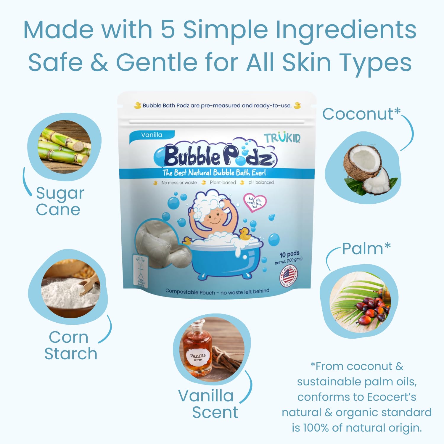 TruKid Bubble Podz & BubbleGlove Bundle - Includes 2-Set Bath Wash Gloves for Parent & Child, Bubble Bath Pods Vanilla 10ct, Baby Bath Essentials, Gentle for Sensitive Skin of Kids, Toddlers