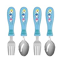 Zak Designs Baby Shark Kid Flatware Set with Fun Character Art on Both Utensils, Non Slip Fork and Spoon Set is Perfect for Encouraging Picky Eaters to Finish Their Plates (2 pk, BPA-Free)