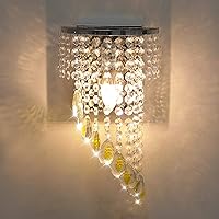Clear Cone Crystal Wall Lamp Fixture Modern K9 Crystal Mirror Stainless Steel Wall Lights Wall Sconce Lighting for Hallway Bedroom Bedside Living Room, Bulbs Not Included