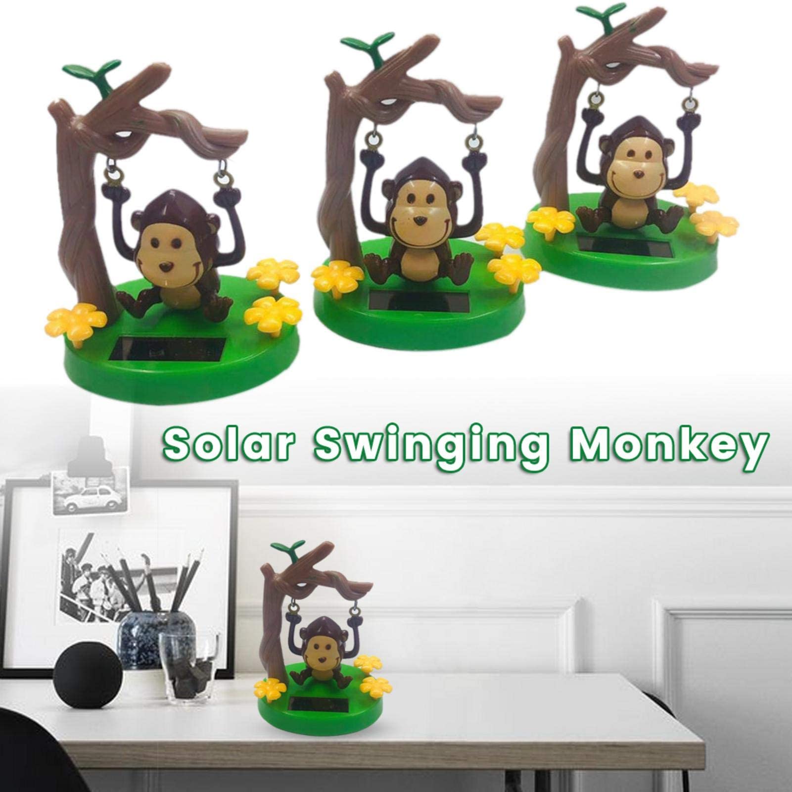 Solar Powered Dancing Animal Toys - Cute Solar Monkey Swinging Animated Bobble Dancer Toy - Solar Powered Car Dashboard Interior Decoration Desktop Ornaments Dancing Toy
