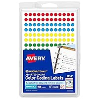 Avery Removable Color Coding Labels, 0.25 Inches, Assorted, Round, Pack of 768 (5795)
