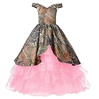 YINGJIABride Cute Organza and Camo Flower Girl Dresses Pageant Bridesmaid Dresses 2024