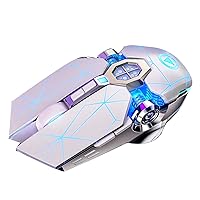 Wired Mechanical USB 7 Buttons LED Backlit Mute Gaming Mouse Mice for PC Laptop - White