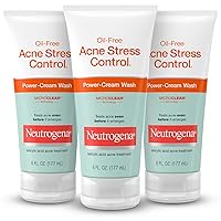 Oil-Free Acne Stress Control Power-Cream Face Wash with 2% Salicylic Acid Acne Treatment Medication, Soothing Daily Acne Facial Cleanser for Acne-Prone Skin Care, 6 fl. oz