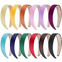 SIQUK 12 Pieces Satin Headbands 1 Inch Wide Non-slip Headband Colorful Headbands DIY Hair Headband for Women and Girls,12 Colors