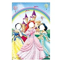Princess Photo Door Banner Princess Face Photography Fabric Banner Backdrop Princess Birthday Party Decorations Princess Party Game Background Pink