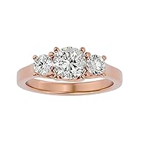 Certified 18K 1 pcs Round Cut Moissanite Diamond (1.4 ct) 2 pcs Round Cut Natural Diamond (0.55 ct) With White/Yellow/Rose Gold Engagement Ring For Women