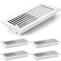 4 x 10'' Floor Vent Covers Heavy Duty Floor Register Metal Heat Vent Covers with Rust Proof Finish for Home Floor Heater (White,4 Pcs)