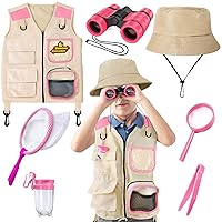 Kids Explore Kit & Bug Catcher Kit, Kids Camping Gear for Kids, Outdoor Exploration Set with Safari Vest & Safari Hat, Ideal Outdoor Camping Adventure Toys for Boys Girls 3-12