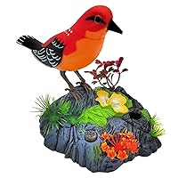 Tipmant Cute Electronic Birds Toys Pets Simulation Realistic Move Chirp Electric Office Home Desk Decor Decoration Kids Birthday Gifts (Red)