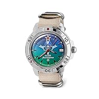 Vostok | VDV Komandirskie Military Commander Airborne Forces Mechanical 40mm Wrist Watch | Model 431021 | WR 20m | Blur-Green Dial Mechanical Watch | Luminous dots