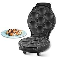 Mini Stuffed Pancakes Maker, Electric Ebleskiver Poffertjes Maker Pan, Danish Pancakes Maker, Cake Pop Maker, Bake 7x 2'' Ebelskivers without any Flipping operation