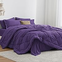 Love's cabin Twin Comforter Set Purple, 5 Pieces Twin Bed in a Bag, All Season Twin Bedding Sets with 1 Comforter, 1 Flat Sheet, 1 Fitted Sheet, 1 Pillowcase and 1 Pillow Sham