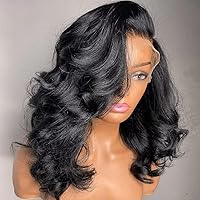 Body Wave Short Bob Wigs HD Lace Front Wig Human Hair Pre Plucked Full Lace HD Invisible Transparent Lace Front Wig Brazilian Natural Black 150% Density Human Hair Wig for Women 12 Inch