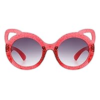 Toddlers & Little Girls Sunglasses Oversized Round Kitty Cat Glitters UV400