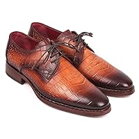 Paul Parkman Brown Crocodile Embossed Calfskin Goodyear Welted Derby Shoes (ID#5286BRW)