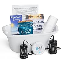 Ionic Foot Bath Detox Machine - Foot Spa Bath for Home Use - Free Regain Health & Vitality Booklet & Brochure - 2 Arrays, 20 Basin Liners, Detox Sea Salt, Basin 12QT