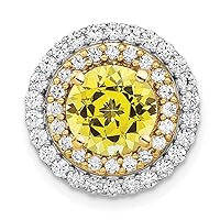 15.5mm 14k Two tone Gold Lab Grown Diamond and Created Yellow Sapphire Pendant Necklace Jewelry for Women