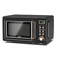 GLACER GT-23853GDEP Retro, Large 0.7Cu.ft, 700-Watt, Cold Rolled Steel Countertop with Time, Glass Turntable Plate, Pre-Programmed Cooking Settings, LED Display Microwave Oven, Rose Gold
