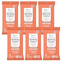 Pharma-C Water-Activated Bathing Cloths [6 pack - 10ct packs] – Rinse-Free XL Body Wipes for Adults. Pretreated Disposable Bath Wipe for Elderly, Hospice, Camping. MADE IN USA.