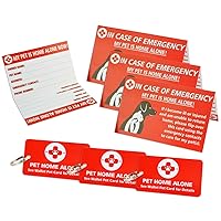 My Pets, Dogs & Cats are Home Alone Alert Key Tag Keychain Emergency Contact Wallet Card Folded - 2 Writable Back Sides