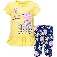 Peppa Pig Girls Graphic T-Shirt and Shorts Set Toddler to Big Kid