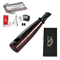 Joyoldelf Ebony Tobacco Pipe Set - Portable Wooden Smoking Pipe, Luxury Pipe Starter Kit with 3-in-1 Scraper, 9mm Pipe Filter and Smoking Accessories