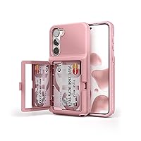WeLoveCase for Samsung Galaxy S23 Plus Wallet Case with Credit Card Holder & Hidden Mirror, All-Round Protection Shockproof Phone Cover Designed for Samsung Galaxy S23 Plus 5G, 6.6 Inch Rose Gold