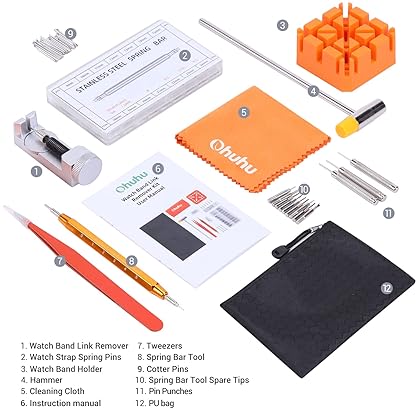 Watch Link Removal Tool Kit, Ohuhu Upgraded 166PCS in 1 Watch Repair Kit Watch Band Tool kit Watch Pin Removal Tool Spring Bar Tool Watch Link Remover Strap Tool with 126PCS Link Pins Perfect Gifts