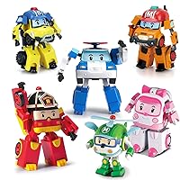 Robocar Poli 6 Pack Transforming Robot Toys, Poli+Amber+Roy+Helly+Mark+Bucky, 4