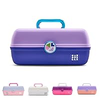 Caboodles On-The-Go Girl Makeup Box, Two-Tone Lilac on Cobalt, Hard Plastic Makeup Organizer Box, Built-In Mirror, Secure Latch for Safe Travel, Spacious Storage for Large Items