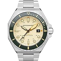 Spinnaker Dumas Men’s Watch - Automatic Dive Watch for Men, 44mm Stainless Steel Case, Stainless Steel Strap, Water Resistant 300m, SP-5081-CC - Sahara