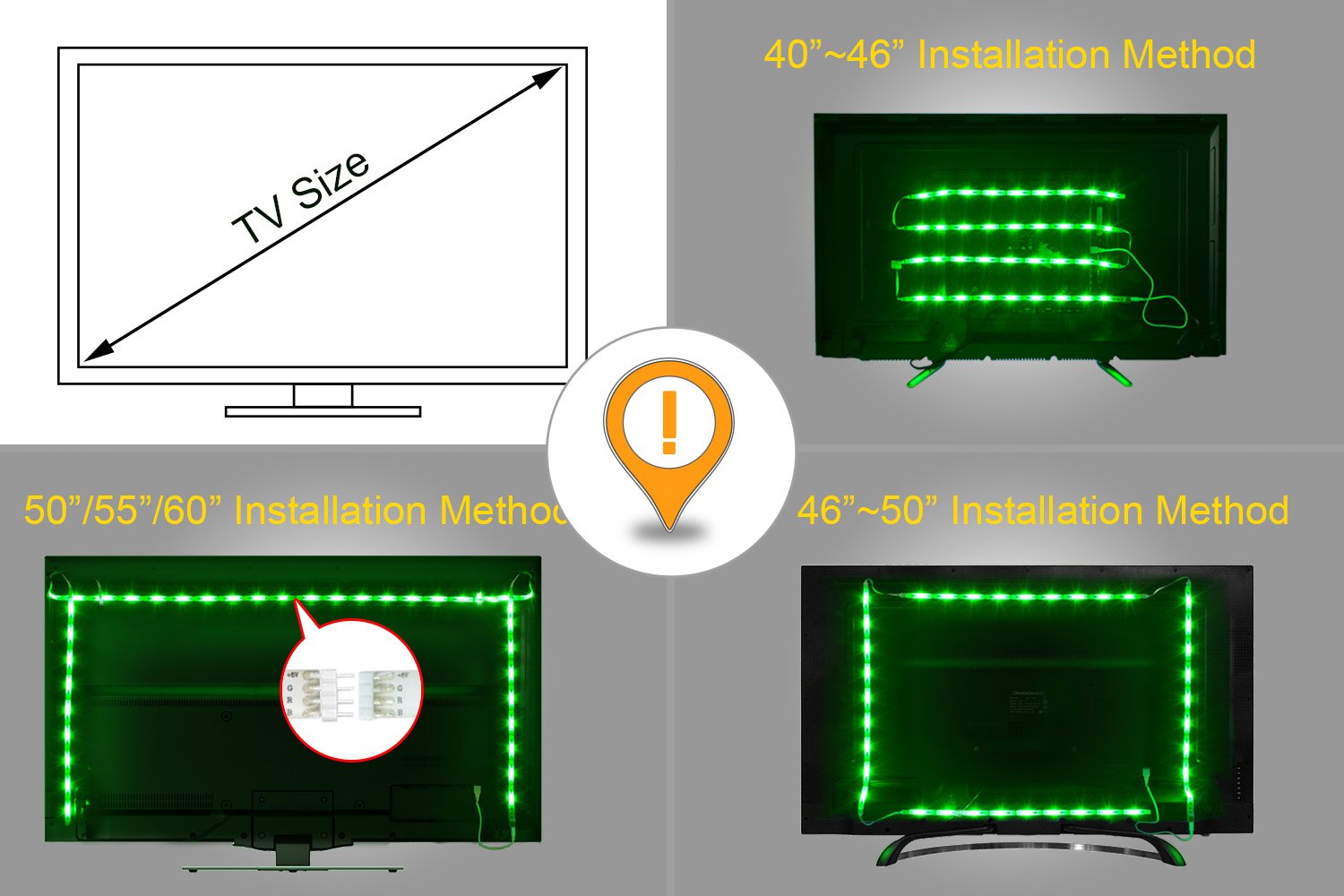 PANGTON VILLA Led Strip Lights 6.56ft for 40-60in TV, USB LED TV Backlight Kit with Remote - 16 Color 5050 LEDs Bias Lighting for HDTV