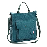 Etercycle Crossbody Bag for Women, Corduroy Tote Bag Casual Shoulder Handbags Big Capacity Shopping Bag with Zipper and Outer Pocket (Peacock blue)