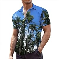 Hawaiian Shirts for Men Short Sleeve Funny Summer T-Shirts Relaxed Fit Baggy V Neck Vintage Hippie Party Sweatshirt