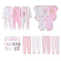Newborn Layette Gift Set 27-Piece Baby Girl Clothes Bodysuits, Pants Essentials and Accessories 0-6Months