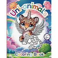 Cute Animal Unicorns: Fun and easy coloring book for kids, Uni-animals with Cat-icon, Otter-icon, and more!
