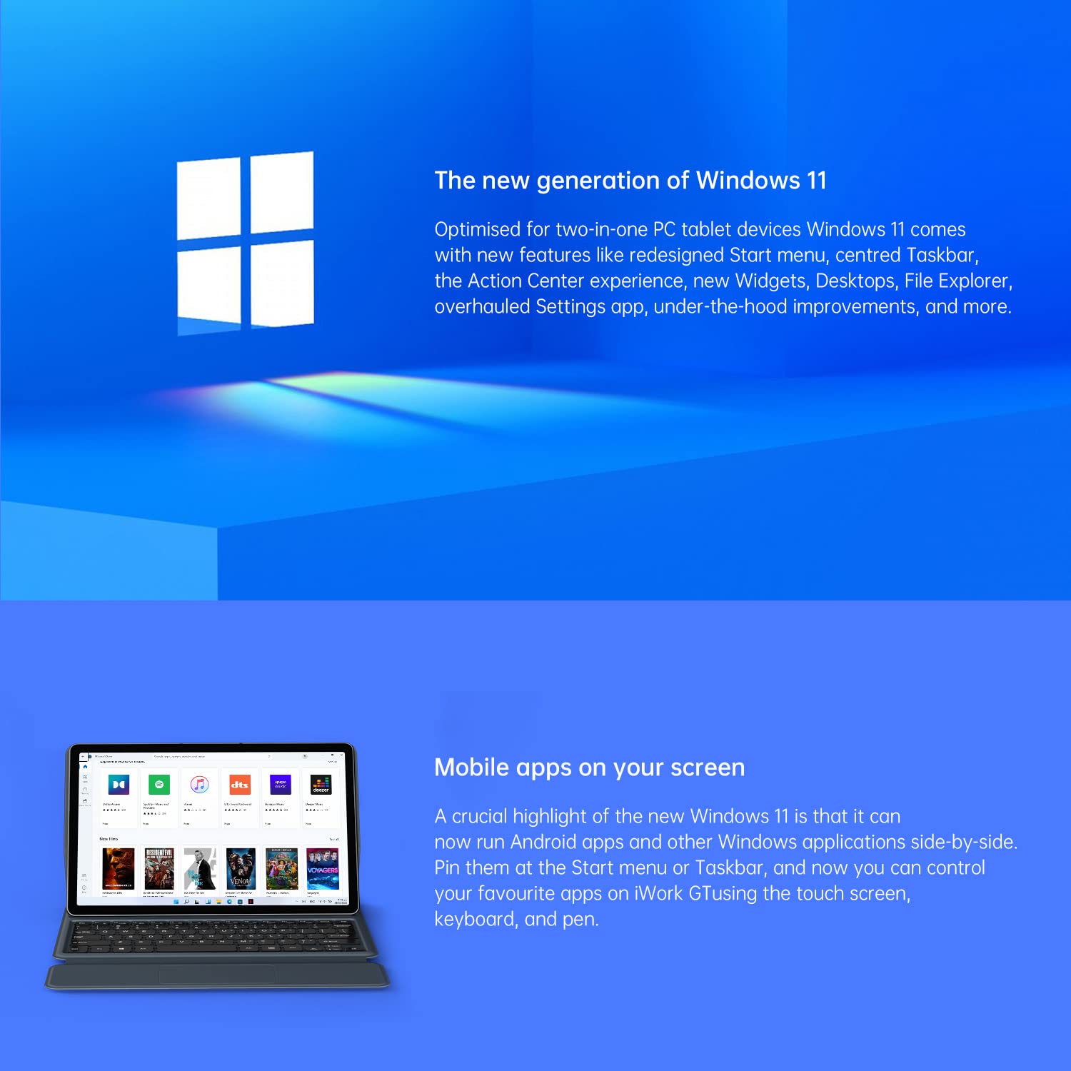 ALLDOCUBE Tablet Windows 11 iWork GT 2 in 1 PC Touchscreen 10.95