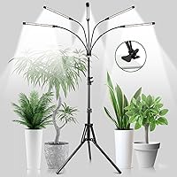 Garpsen Grow Lights for Indoor Plants, 5 Heads Full Spectrum Grow Light with Adjustable Tripod Stand & Sturdy Clip, 100PCS LEDs Plant Light for Indoor Plants with 6/12/16H Timer and 3 Light Modes