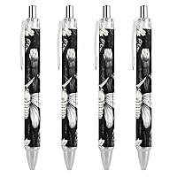 Death Moth Flowers Ballpoint Pens Black Ink Ball Point Pen Retractable Journaling Pen Work Pens for Men Women Office Supplies 4 PCS