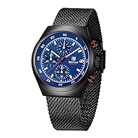 BY BENYAR Men's Watch Quartz Movement Fashionable and Simple Hands Style Stainless Steel Mesh Bracelet Waterproof Timing Code Watch Strap Date Display Function