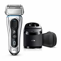 Braun Series 8 8370cc Next Generation, Electric Shaver, Rechargeable & Cordless Razor, Silver, with Clean & Charge Station & Fabric Travel Case