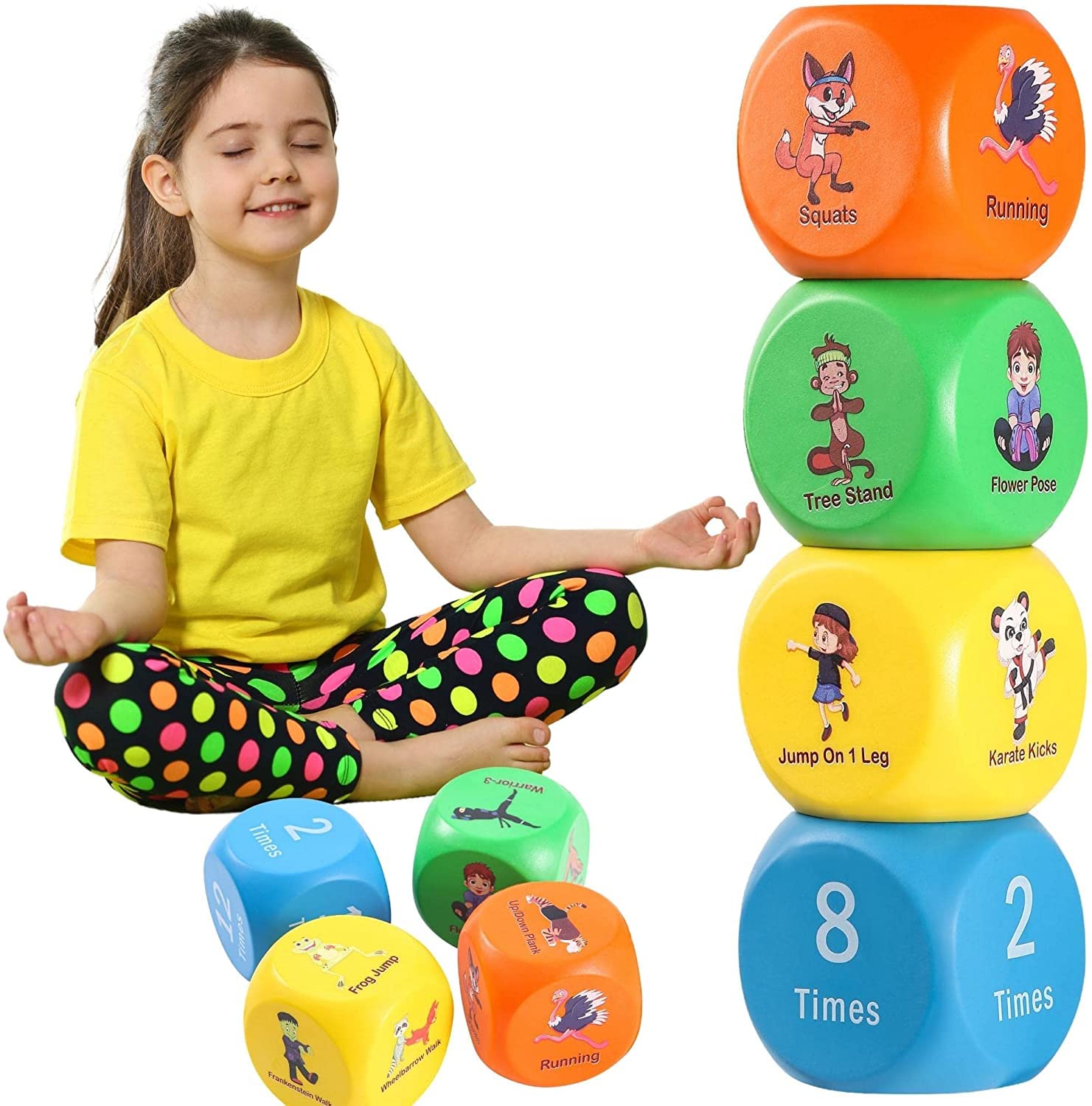Buy Children's Yoga Dice Exercise Game - 6 Yoga Poses for Kids Plus 12  Other Fitness Workout Activities - Teach Kids Yoga and Healthy Lifestyle -  Children Indoor and Outdoor Exercise Equipment - Ages 3+