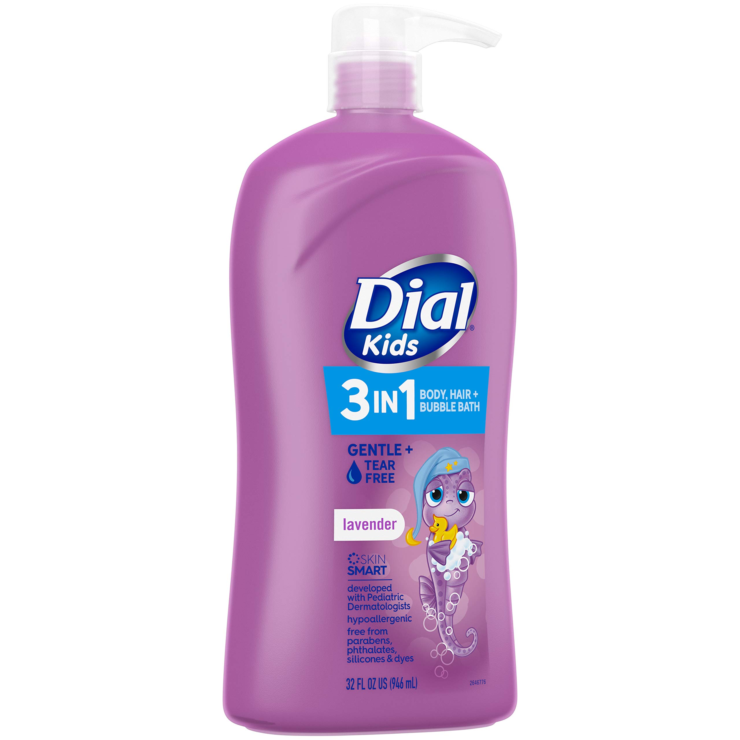 Dial Kids 3-in-1 Body+Hair+Bubble Bath, Lavender Scent, 32 fl oz