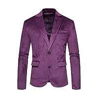 Lars Amadeus Velvet Blazers for Men's Solid Color Two Button Formal Suede Sports Coats