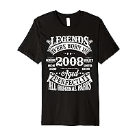 15th Birthday Vintage Tee Legends Born In 2008 15 Years Old Premium T-Shirt