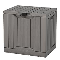 EAST OAK Outdoor Storage Box, 31 Gallon Deck Box Indoor and Outdoor Use, Waterproof Resin Storage Bin with Latch for Patio Cushions, Gardening Tools, Outdoor Toys, UV Resistant, Deep Grey