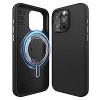 elago Magnetic Silicone Case Compatible with iPhone 15 Pro Max Case 6.7 Inch Compatible with All MagSafe Accessories - Built-in Magnets, Soft Grip Silicone, Shockproof [Black]